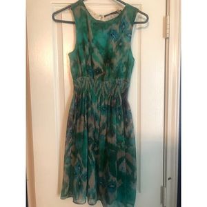 Zara peacock print green dress
